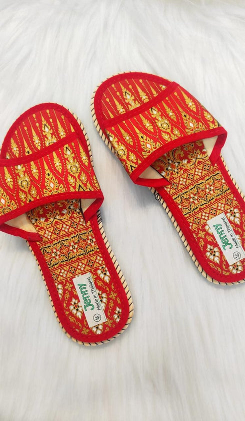 Summer Linen Embroidery Slippers